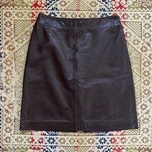 Vintage Y2K Leather Skirt Chocolate Brown Embossed Reptile Fall Small 4